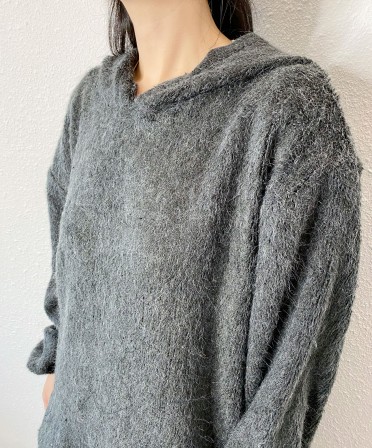 Charcoal Knit Hoodie #241243